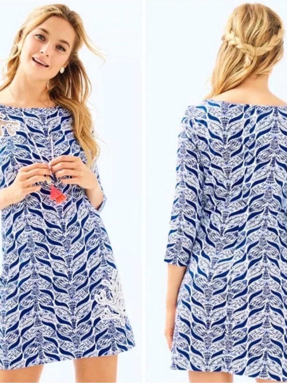 Lilly Pulitzer Marlowe Mermaid Tail Dress Size Medium Jersey Cotton Cutout Lace